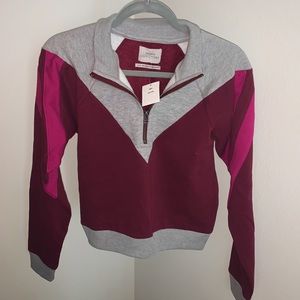 urban outfitters zip-up cropped sweater